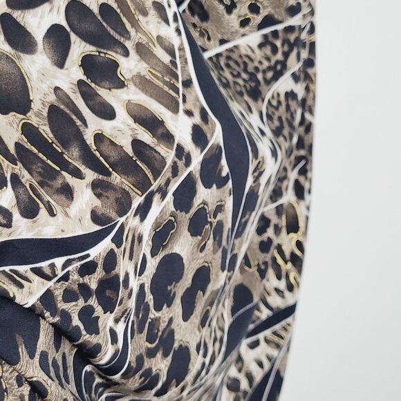 Bali Women's Black & Brown Leopard Print Sleeveless Round Neck Midi Dress Size 6 - Picture 6 of 12